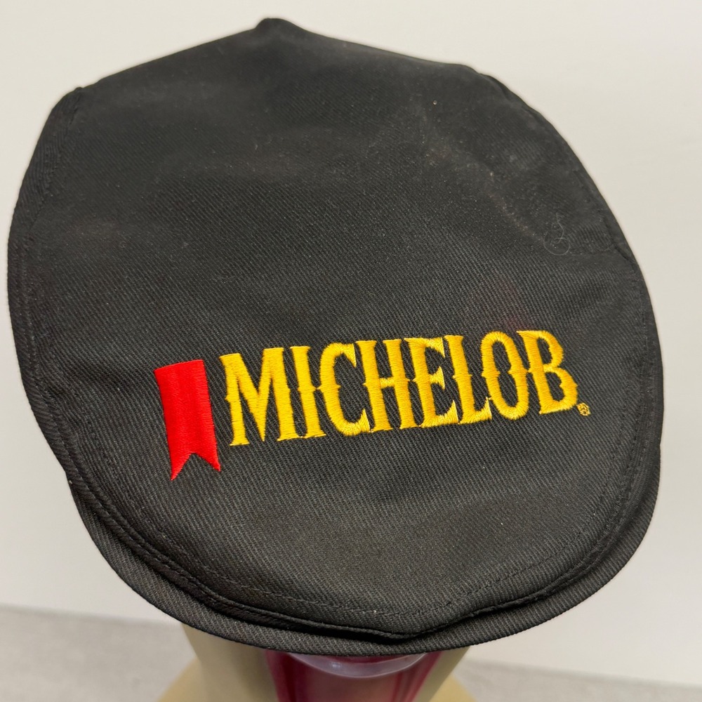Michelob Black Embroidered Flat Cap